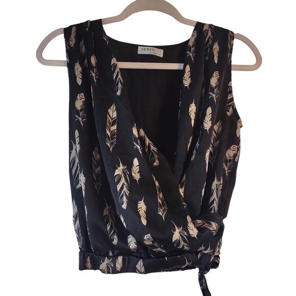 Seven Centimeters Silky Feel Sleeveless, Deep V Neck Blouse, Size Small - Picture 1 of 7
